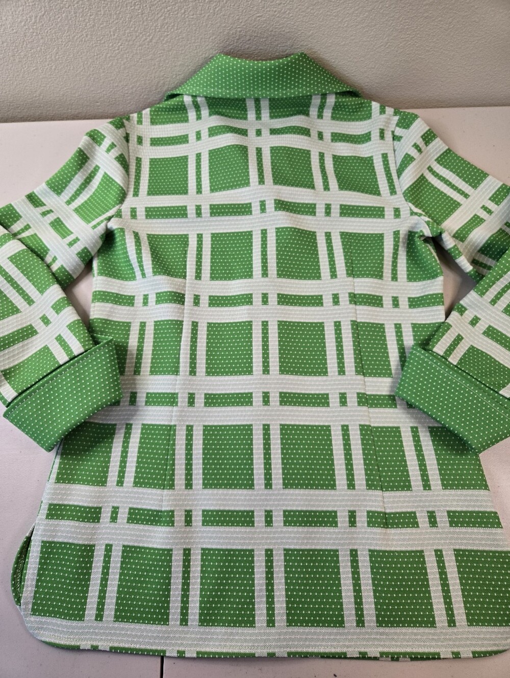 Vintage 70s Jantzen Green Mod Geometric 2 Piece Leisure Suit Size 14 - Picture 9 of 16